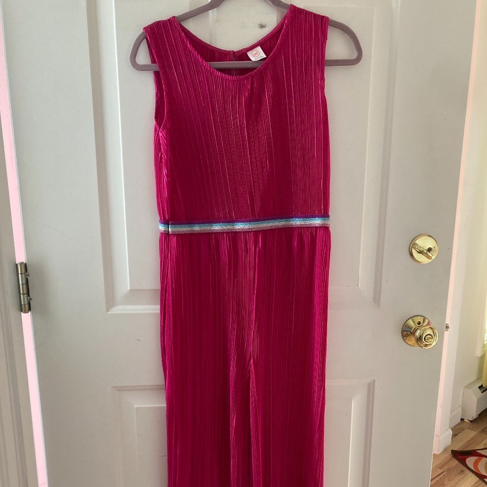 Kids 14/16 Magenta Tank Wide Leg Jumper W Rainbow Waistband L:54.5" W:14"